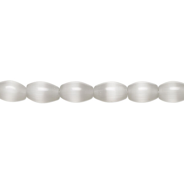 Bead, cat's eye glass (fiber optic glass), grey, 7x5mm-8x6mm oval, quality grade. Sold per 15-1/2" to 16" strand. image number 0
