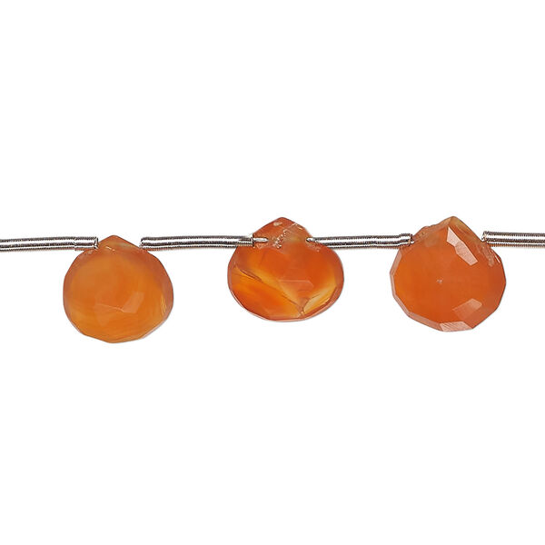 Carnelian 1pkg7, hand-cut top-drilled faceted puffed teardrop bead, 6x5mm-11x10mm light to medium image number 0