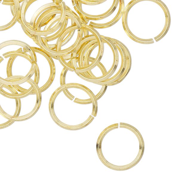 Jump ring, brass, 12mm hand-cut round diamond wire, 9.2mm inside diameter, 16 gauge. Sold per pkg of 50. image number 0