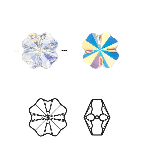 Bead 4pk crystal AB, Crystal Passions® 12mm clover 5752 image number 0
