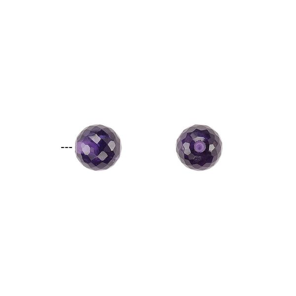 Amethyst 1pkg2, half-drilled faceted round bead natural 6mm image number 0