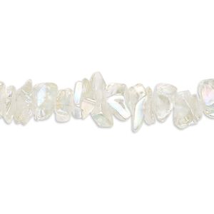 Bead, glass, translucent clear AB, small chip. Sold per 34-inch strand.