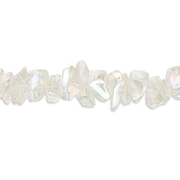 Bead, glass, translucent clear AB, small chip. Sold per 34-inch strand. image number 0