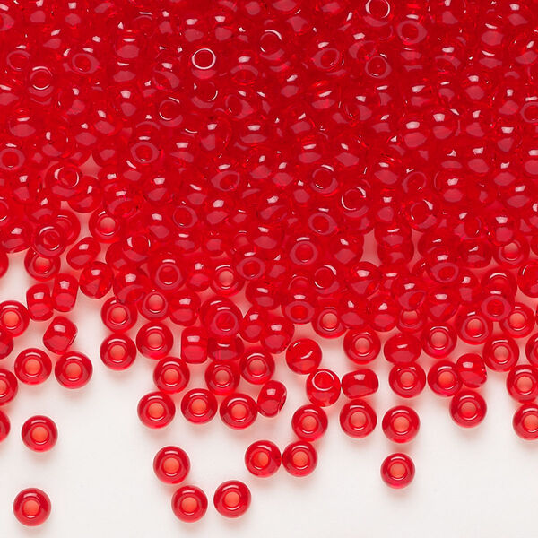 Seed bead, Preciosa Ornela Czech glass, pkg/50g, #8 rocaille, transparent red, (90070). image number 0