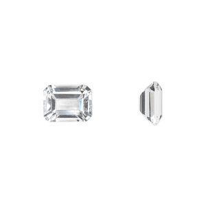 White topaz 1pkg1, hand-cut faceted emerald-cut gem natural 9x7mm