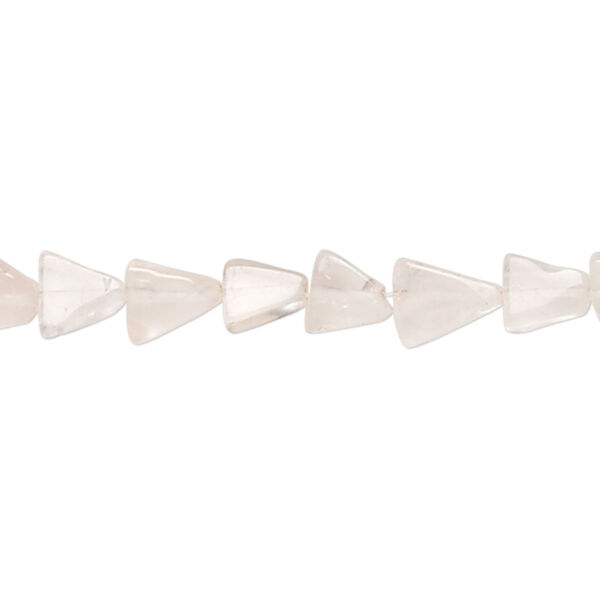 Bead, rose quartz (natural), 6x6x6mm-9x9x8mm hand-cut flat triangle, C grade, Mohs hardness 7. Sold per 13-inch strand. image number 0