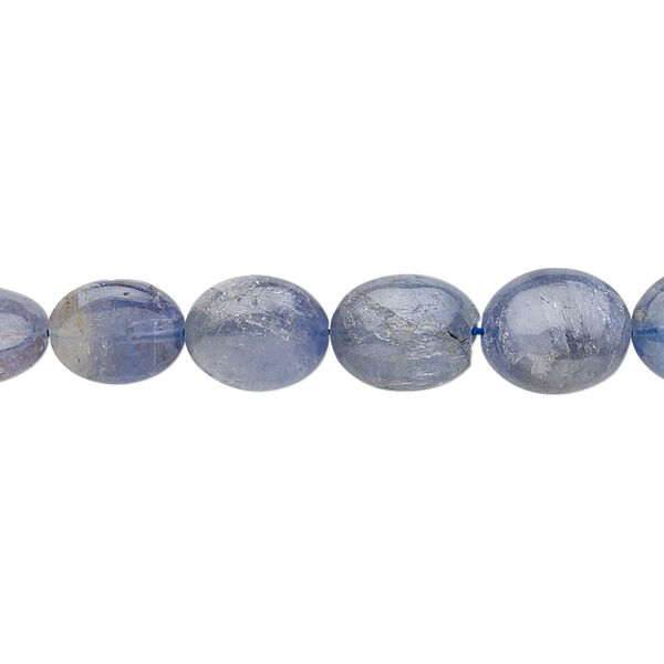 Bead, tanzanite (heated), 6x5mm-14x11mm graduated hand-cut puffed oval, C grade, Mohs hardness 6 to 7. Sold per 15" to 16" strand. image number 0