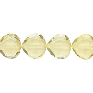 Lemon quartz 1pkg10, hand-cut faceted teardrop bead 12mm