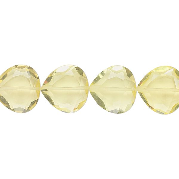 Lemon quartz 1pkg10, hand-cut faceted teardrop bead 12mm image number 0