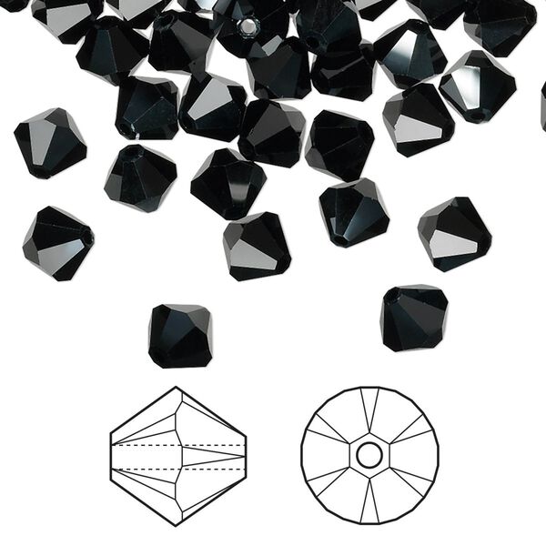 Bead 24pk jet hematite, Crystal Passions® 6mm bicone 5328 image number 0