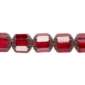 Bead, Czech glass, red and metallic red, 10mm round cathedral. Sold per 15-1/2" to 16" strand.