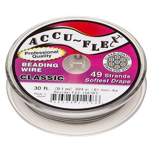 Beading wire, Accu-Flex®, nylon and stainless steel, clear, 49 strand, 0.024-inch diameter. Sold per 30-foot spool.
