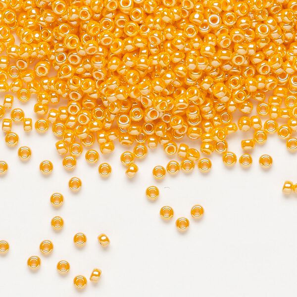 Seed bead, Miyuki, glass, pkg/25g, #11 rocaille, opaque luster mandarin orange, (RR-423). image number 0