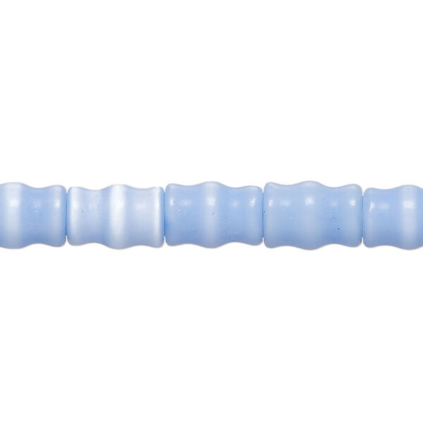 Bead, cat's eye glass (fiber optic glass ), blue-violet, 10x6mm-10x8mm carved tube. Sold per 14-inch strand, approximately 35 beads. image number 0