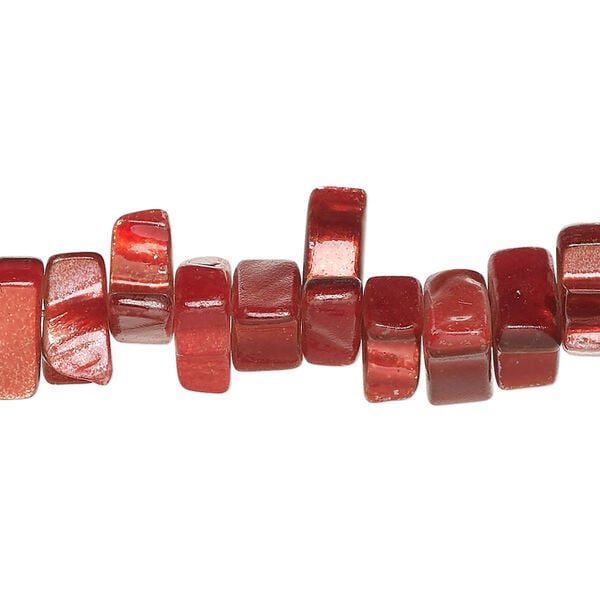 Mother-of-pearl shell 1pkg1, triangle tube bead 15 inch candy apple red 8x4mm-14x5mm image number 0