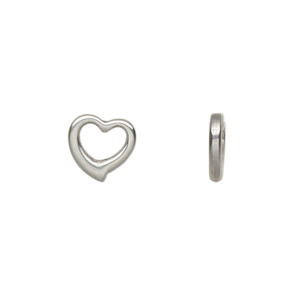 Charm, stainless steel, 10mm double-sided open heart. Sold per pkg of 2. image number 0