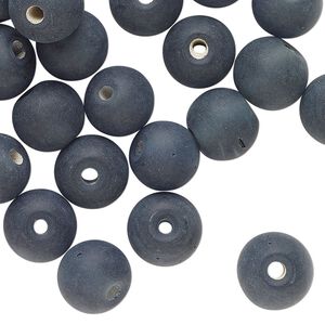 Bead, lampworked glass, opaque matte steel blue, 10mm round. Sold per 2-ounce pkg, approximately 45 beads.