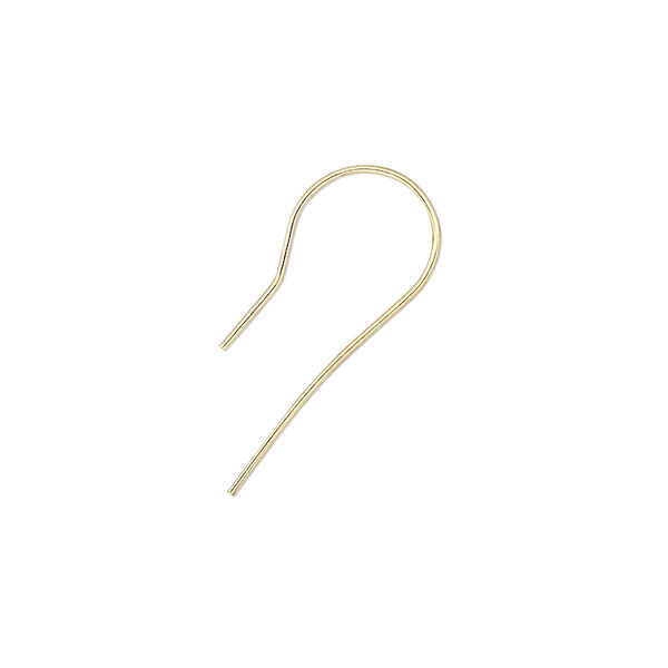 Ear wire, gold-plated brass, 23mm fishhook with 6mm shank, 21 gauge. Sold per pkg of 50 pairs. image number 0