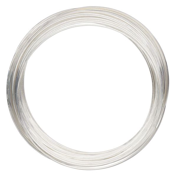 Memory wire, Beadalon®, silver-plated carbon steel, 2-1/4-inch round bracelet, 0.65mm thick. Sold per 1-ounce pkg, approximately 65 loops. image number 0