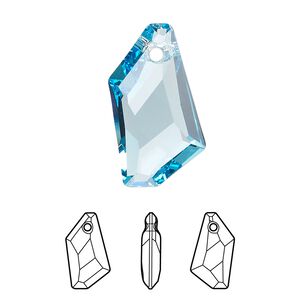 Drop 48pk aquamarine, Swarovski® 24x16mm pendant de-art 6670