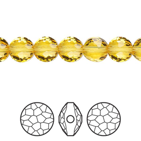 Bead 144pk light topaz, Swarovski® 8mm puffed round 5034 image number 0