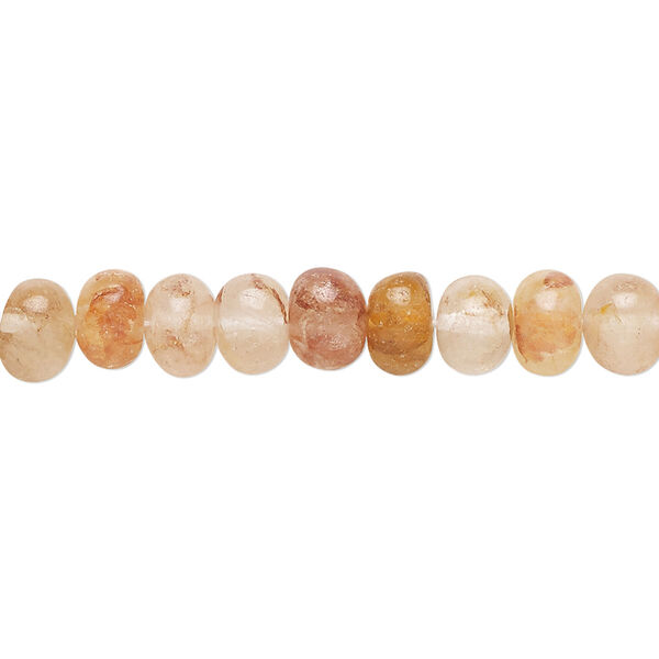 Bead, yellow iron quartz (natural), 6x5mm-7x6mm hand-cut rondelle, B grade, Mohs hardness 7. Sold per 14-inch strand, approximately 75 beads. image number 0