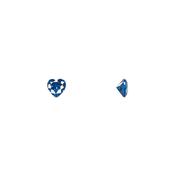 Gem, cubic zirconia, zircon blue, 4mm faceted heart, Mohs hardness 8-1/2. Sold per pkg of 5. image number 0
