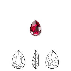 Fancy stone 144pk Siam foil back, Swarovski® 10x7mm pear 4320