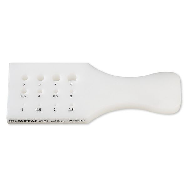 Draw plate, Delrin® plastic, white and black, 6 x 2-1/4 x 1/2 inch paddle with 12 graduated holes. Sold individually. image number 0