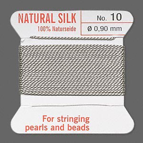 Thread, Griffin, silk, grey, size #10. Sold per 2-meter card (approximately 78 inches). image number 0