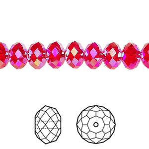 Bead 12pk light Siam shimmer 2X, Crystal Passions® 8x6mm rondelle 5040