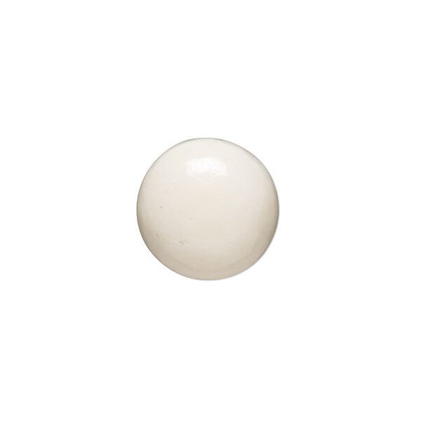 Cabochon, bone (bleached), ivory, 15mm hand-cut calibrated round, Mohs hardness 2-1/2. Sold individually. image number 0