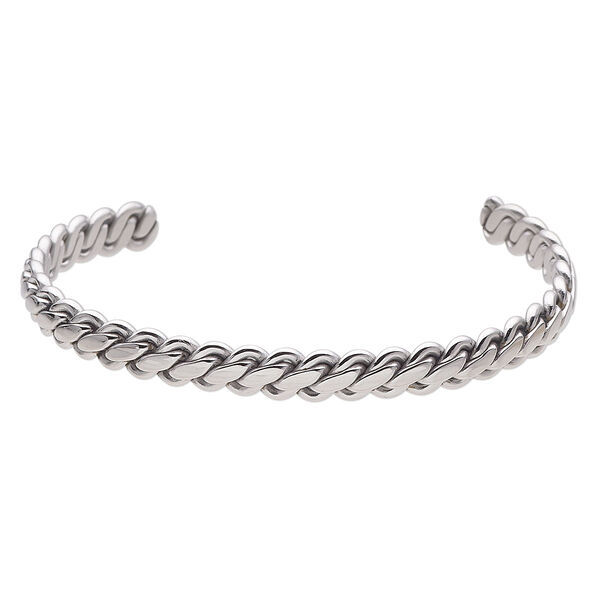 Bracelet, cuff, stainless steel, 7mm wide braided, 8 inches. Sold individually. image number 0
