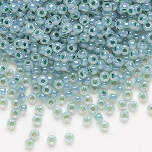 Seed bead, Miyuki, glass, pkg/50g, #8 rocaille, opaque luster alpine green (RR-521).