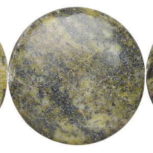 Yellow "turquoise" 1pkg1, puffed flat round bead natural, 15 inch 39-40mm