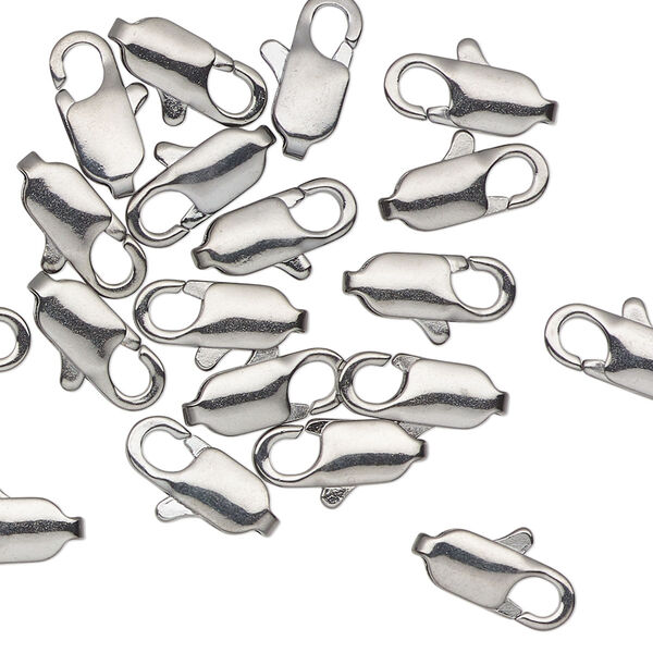 Clasp, lobster claw, gunmetal-finished brass, 12x6mm. Sold per pkg of 20. image number 0