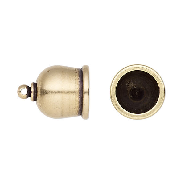 Cord end, TierraCast®, "Maker's" collection, glue-in, antique brass-plated brass, 17x12.5mm taj, 10mm inside diameter. Sold per pkg of 2. image number 0