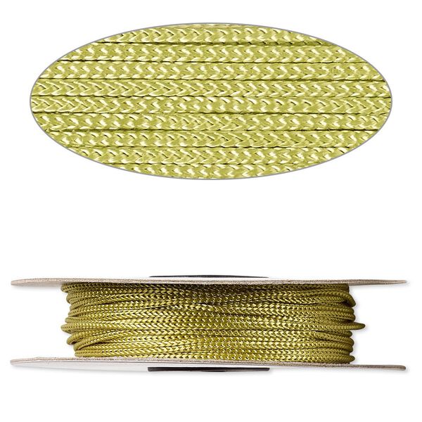 Cord, nylon, lime green, 2mm round. Sold per 100-foot spool. image number 0
