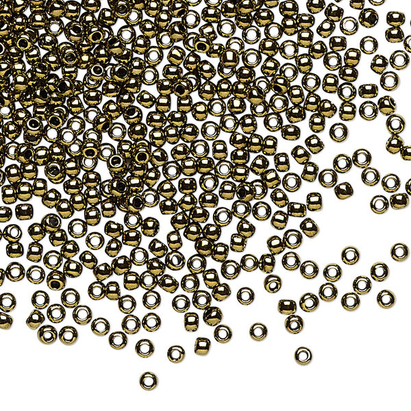 Seed bead, TOHO BEADS®, glass, pkg/7.5g, #11 round, opaque antique bronze (TR-11-223). image number 0