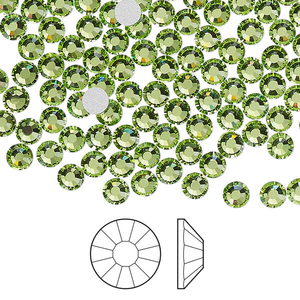 Flat back 1440pk peridot foil back, Preciosa Viva 12® Czech crystal rhinestone 3.8-4mm chaton rose round SS16 image number 0