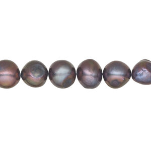 Freshwater 1pkg1, semi-round pearl, 15 inch peacock 8-10mm cultured