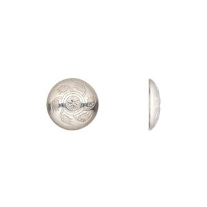 Component, sterling silver, 11mm round single-sided round Concho with fancy design. Sold individually.