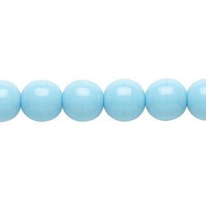 Bead, Preciosa Czech glass druk, pkg/15-1/2 to 16 inches, opaque turquoise blue, 10mm round.