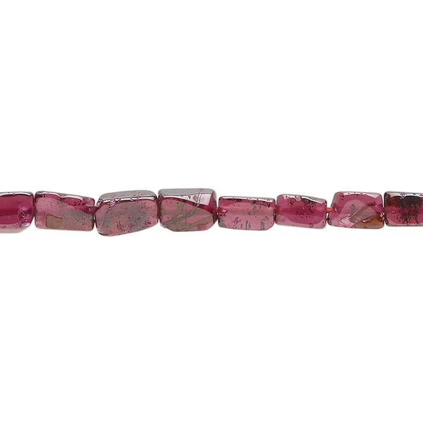 Bead, garnet (dyed), 6x5mm-10x6mm rectangle, C- grade, Mohs hardness 7 to 7-1/2. Sold per 14-inch strand. image number 0