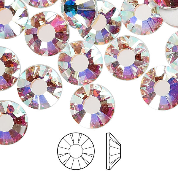Flat back 96pk crystal AB foil back, Preciosa MAXIMA Czech crystal rhinestone 10.91-11.3mm chaton rose round SS48 image number 0