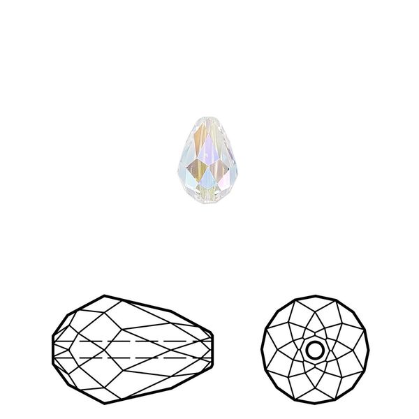 Bead 4pk crystal shimmer 2X, Crystal Passions® 9x6mm teardrop 5500 image number 0