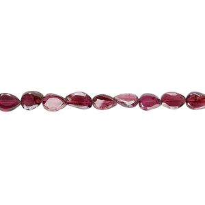 Garnet 1pkg1, hand-cut faceted flat teardrop bead 14 inch 5x4mm-6x4mm