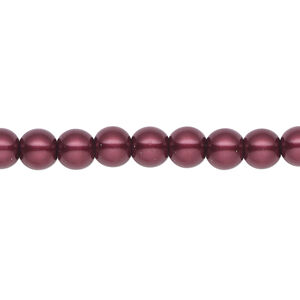 Pearl 2pk bordeaux, Celestial Crystal® 6mm round 15.5-16 inch