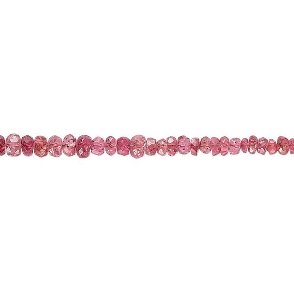 Ruby 1pkg1, hand-cut faceted rondelle bead 9 inch graduated 2x1mm-4x2mm image number 0