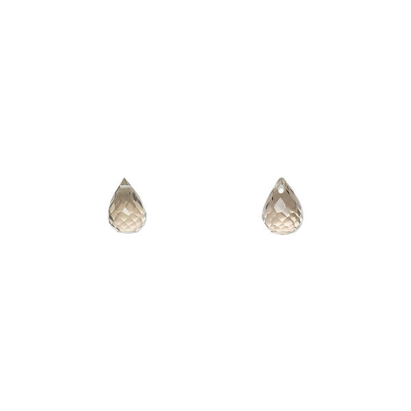 Bead, smoky quartz (heated / irradiated), 6x4mm hand-cut top-drilled faceted briolette, B grade, Mohs hardness 7. Sold per pkg of 2. image number 0